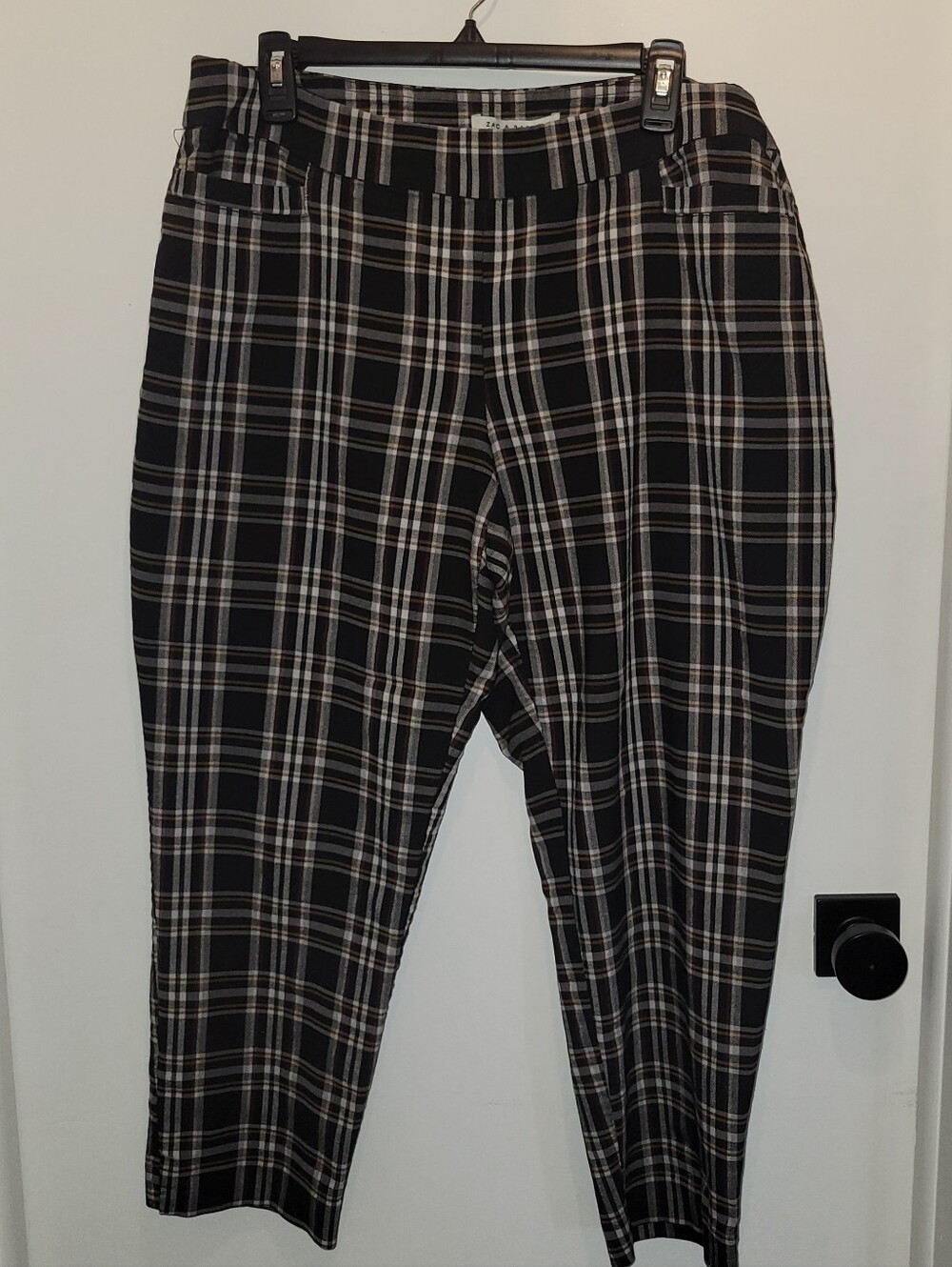 Zac & Rachel Women's Crop Pants, Size 16, Black Plaid, Dark Academia Preppy